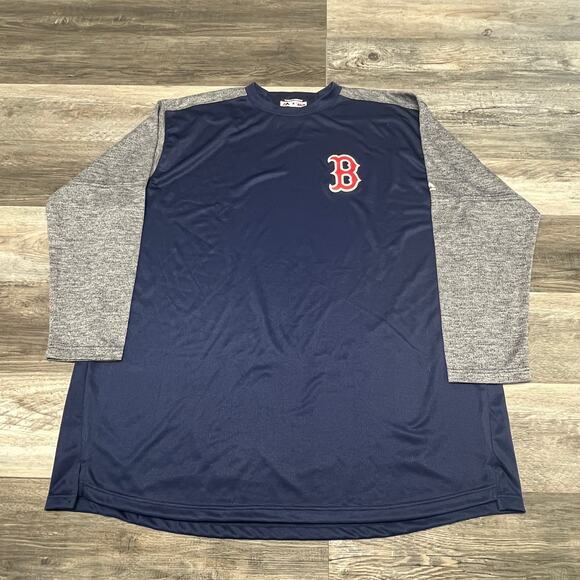 Majestic Thermabase Boston Red Sox Navy Blue Gray Mens 4XLT Long Sleeve Shirt - Picture 1 of 5